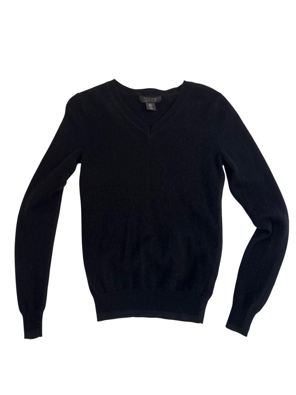 Women’s Tahari Black Cashmere 2 ply V Neck Sweater